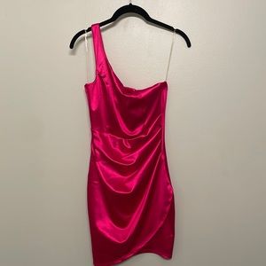 Hot Pink One Shoulder Bodycon Dress
